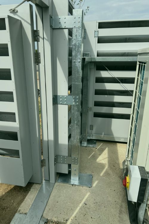 Caice Enclosure, door with access to four heat pumps